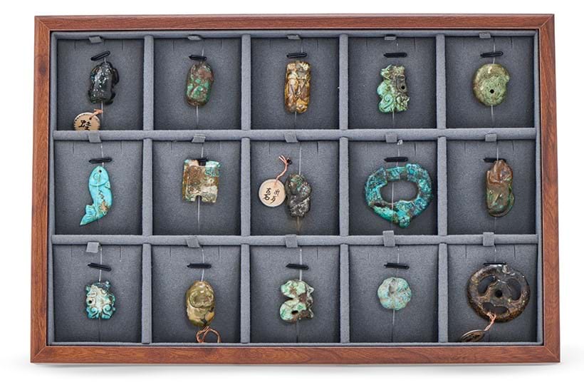 Inline Image - Lot 67: A box of fifteen carved Chinese turquoise models of various animals, Shang-Ming Dynasty | Est. £1,000-1,500 (+ fees)