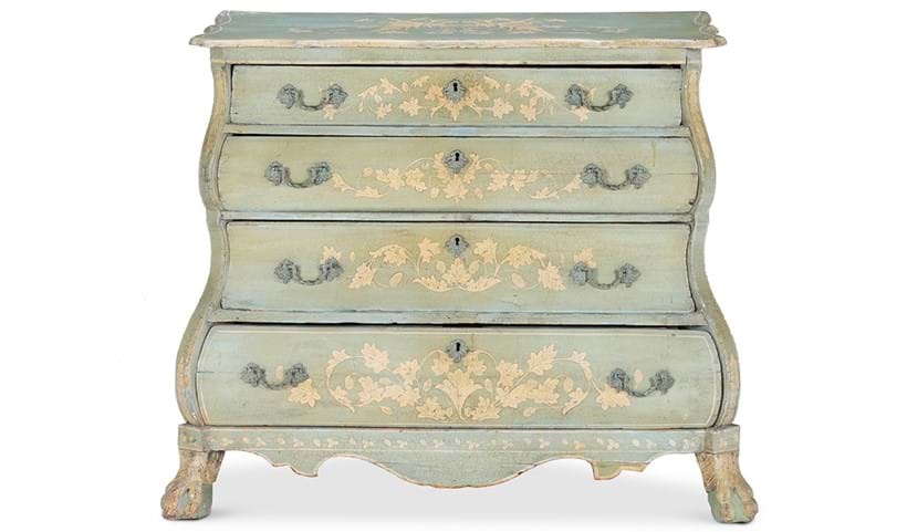 Inline Image - Lot 106: Syrie Maugham (British, 1879-1955), a North European pale blue and cream-painted commode, late 19th century | Est. £1,500-2,000 (+ fees)