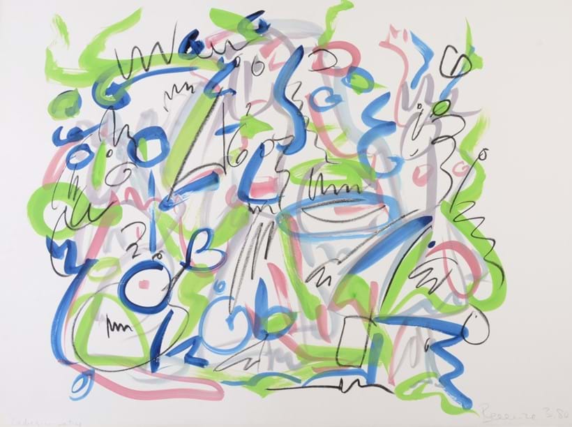 Inline Image - Lot 25, Ladies-in-waiting, gouache, watercolour and charcoal, 
signed and dated 3.80; est. £500-700 (+fees)