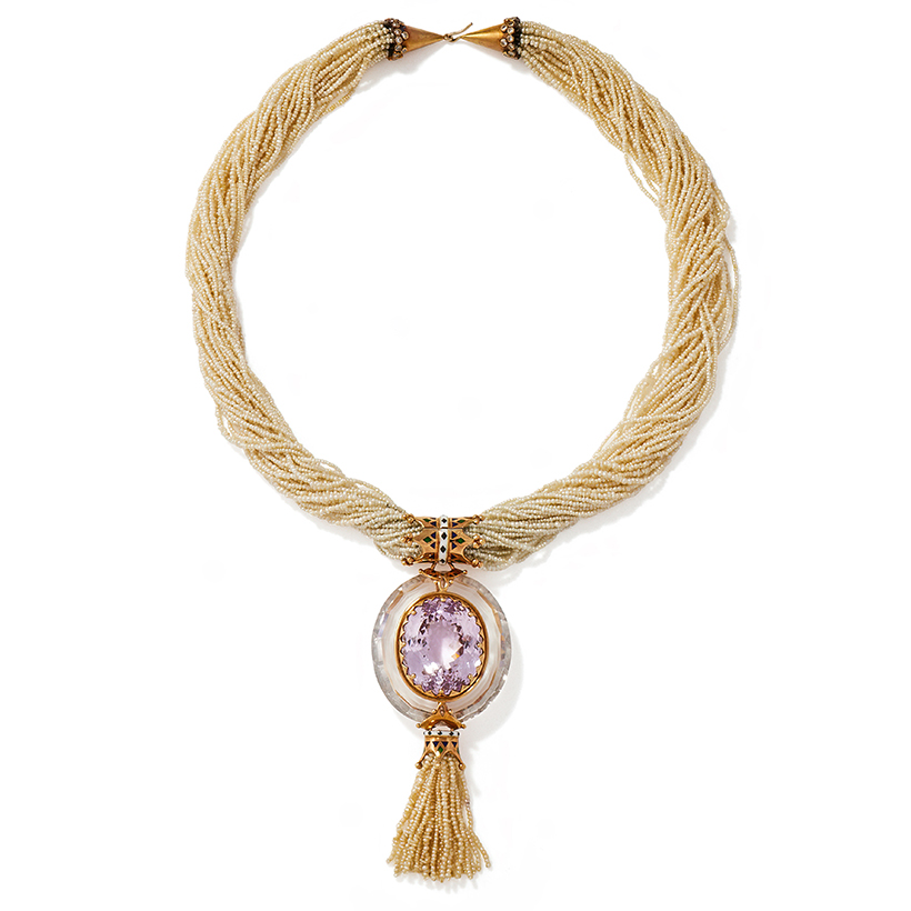 14809 Lot 28 Roger Doyle, a kunzite, diamond and seed pearl necklace.jpg