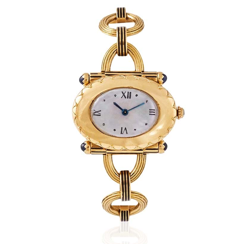 Inline Image - Y Lot 30: Roger Doyle, a sapphire and enamel wristwatch | Est. £1,800-2,200 (+ fees)