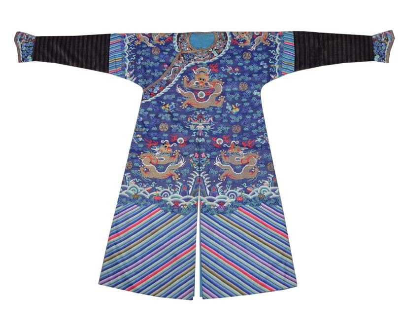 Inline Image - Lot 159, a Chinese 'Kesi' weave multi-coloured Mandarin's dragon robe, Qing Dynasty, late 19th century; est. £2,500-3,500 (+fees)