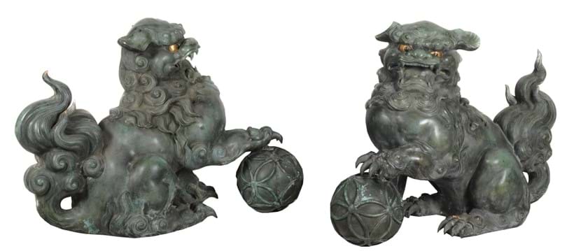 Inline Image - Lot 412, a Large Pair of Cast Bronze Shishi; est. £3,000-4,000, sold for £13,750