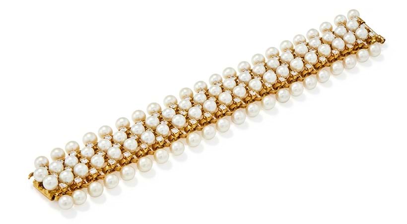 Inline Image - Lot 53: Jean Schlumberger, a cultured pearl and diamond bracelet, 1950s | Est. £10,000-15,000 (+ fees)
