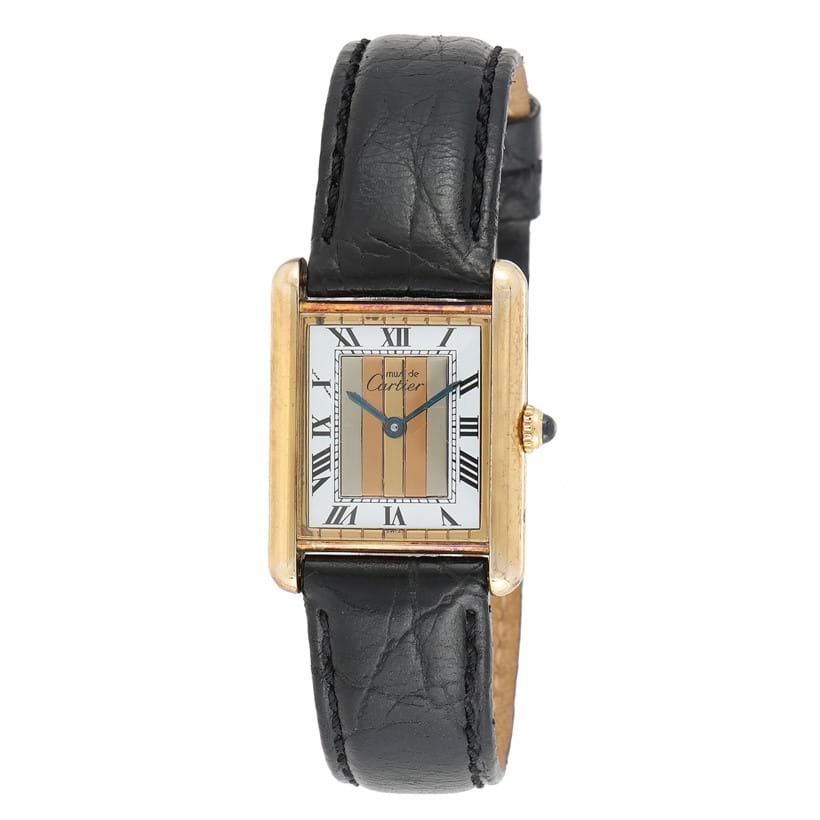 Inline Image - Cartier, Must De Cartier, Tank, Ref. 21032, a silver gilt wristwatch, No. 590005, circa 1980 | Sold for £945 (November 2023)
