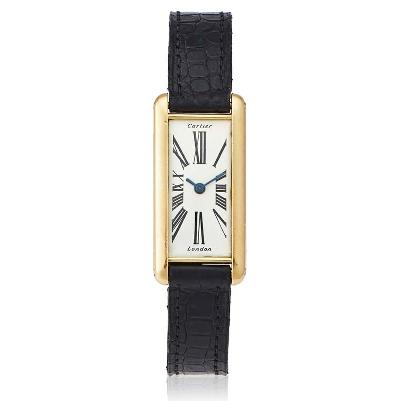 Inline Image - Cartier, Tank Allongée, Ref. 9611, an 18 carat gold wristwatch, London 1974 | Sold for £61,450 (March 2025)