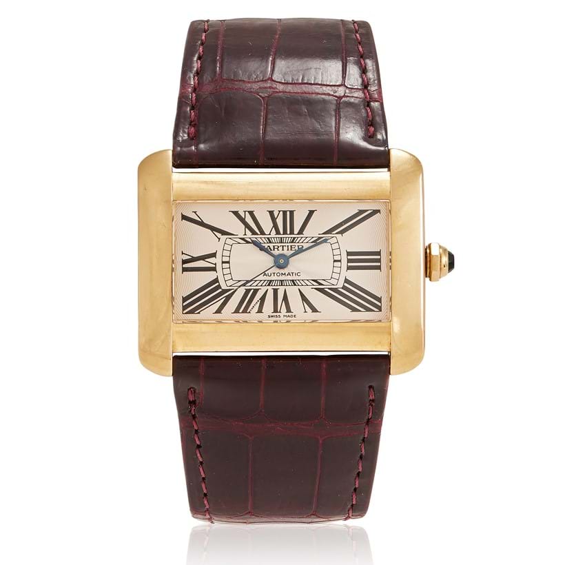 Inline Image - Lot 465: Y  Cartier, Divan, Ref. 2603, an 18 carat gold wristwatch, No. 269869CE, circa 2005 | Est. £3,000-5,000 (+ fees)