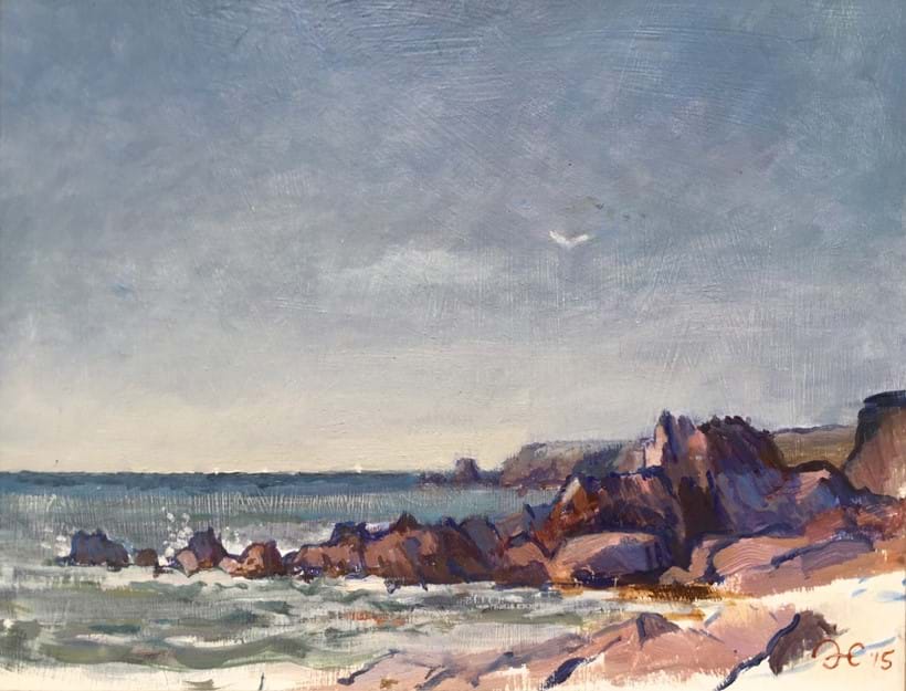 Inline Image - Yarmouth Sands, signed and dated '15, oil on board, 20 x 25cm