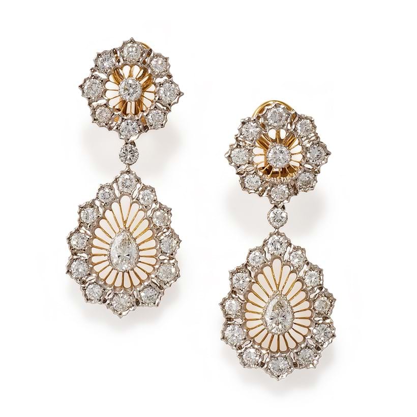 Inline Image - Buccellati, a pair of diamond earrings | Sold for £25,400