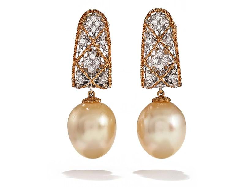 Inline Image - Federico Buccellati, a pair of cultured pearl and diamond earrings | Sold for £8,190