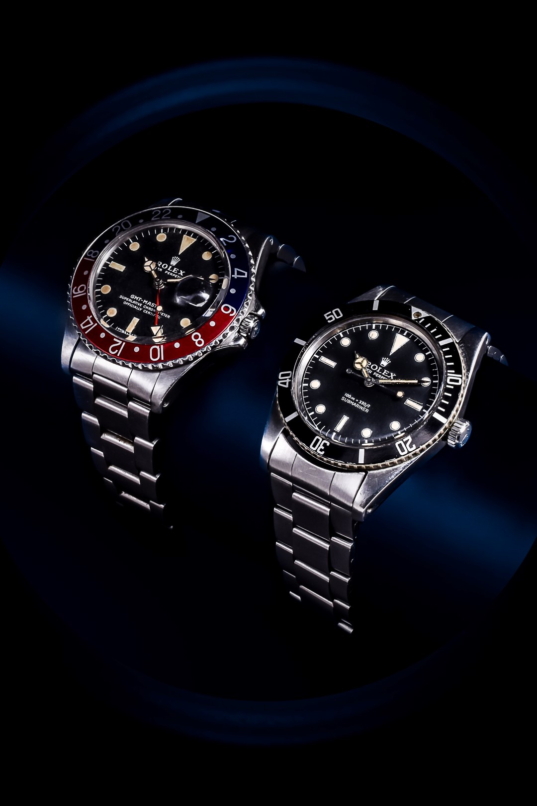 Inline Image - Lot 254, Rolex Submariner, ref. 5508, James Bond, 
stainless steel, no. 400499, circa. 1959, automatic movement; est. £5,000-7,000 (+fees) | Lot 255, Rolex Oyster Perpetual GMT-Master, ref. 1675, stainless steel bracelet wristwatch, circa. 1967; est. £4,000-6,000 (+fees)