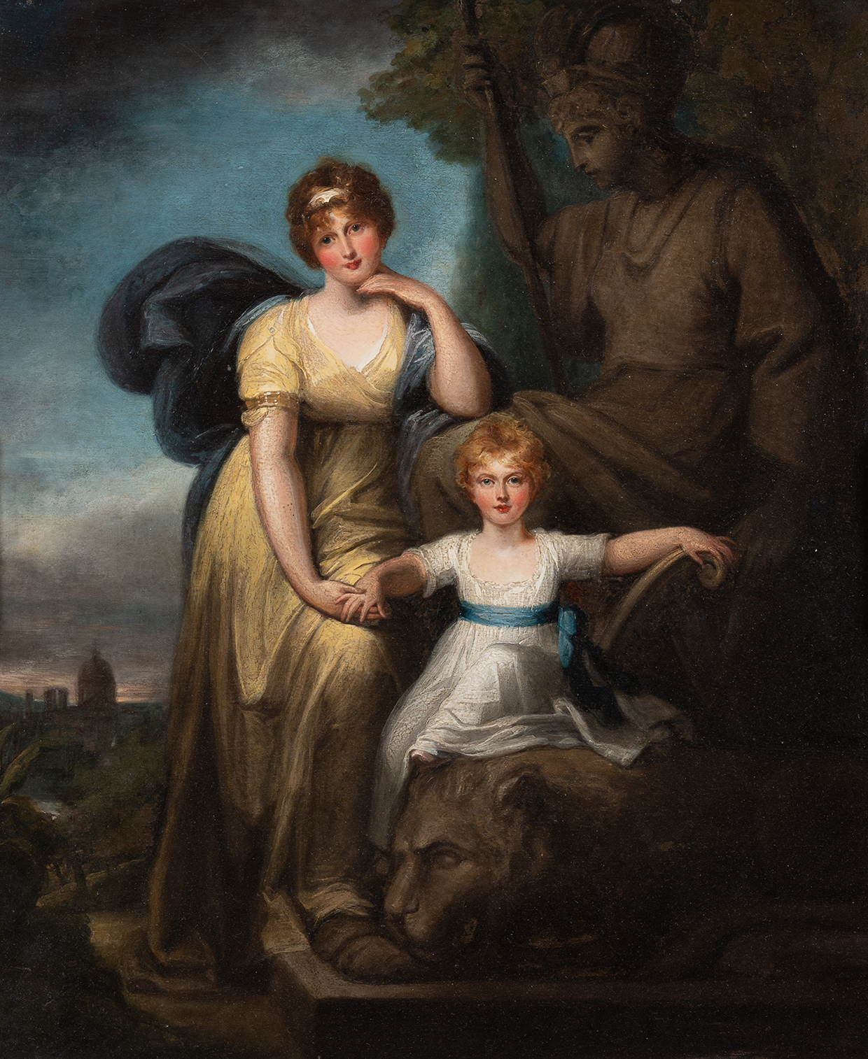 Inline Image - Lot 40: Maria Cosway (British 1759/60-1838), ‘Portrait of Caroline, Princess of Wales and her daughter, Princess Charlotte’, Oil on panel | Sold for £69,500