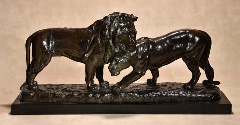 Inline Image - Lot 123, Louis Riché (French 1877-1949), A large patinated bronze group of a lion and lioness, circa 1920; est. £4,000-6,000 (+fees)