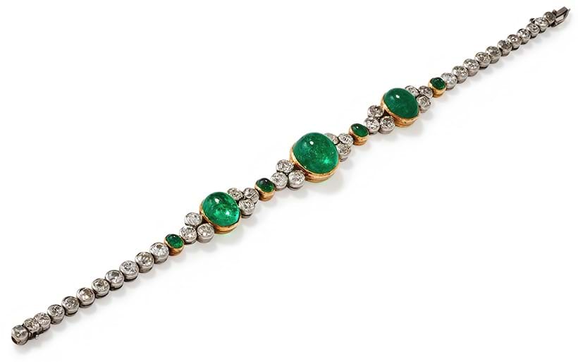 Inline Image - Lot 92: An early 20th century emerald and diamond bracelet circa 1915-20 | Sold for £44,300