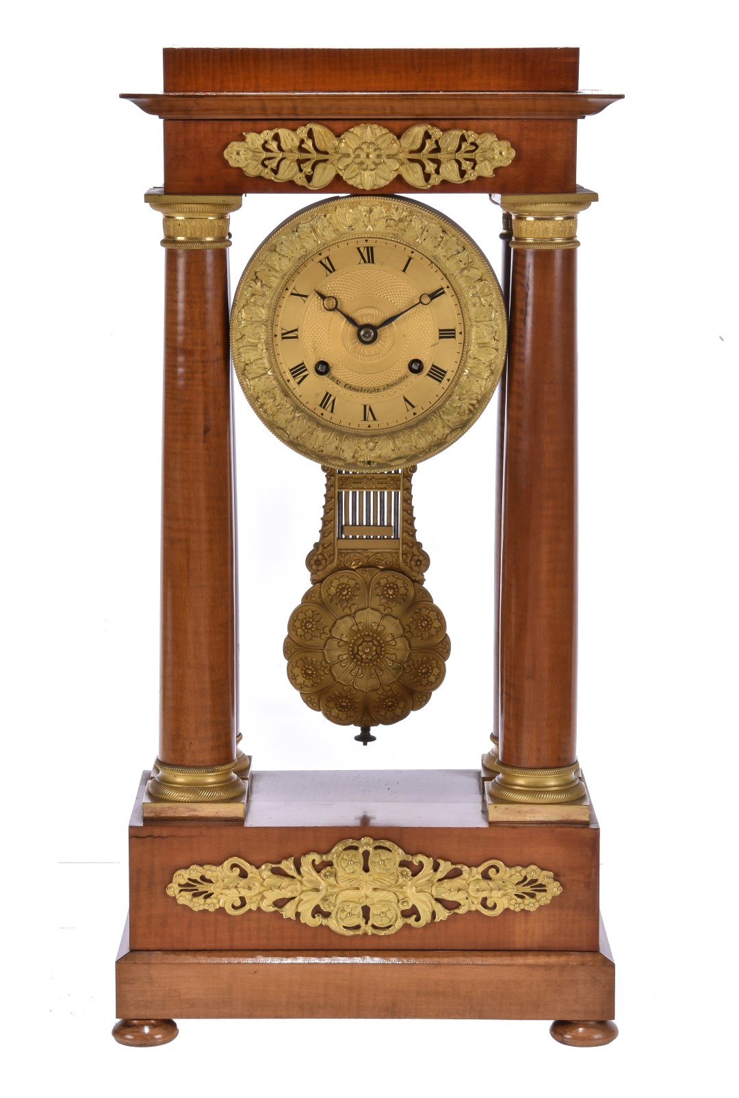 Inline Image - Lot 103, a Louis Philippe satinwood and gilt metal gilt-mounted Portico mantel clock; est. £300-500 (+fees)