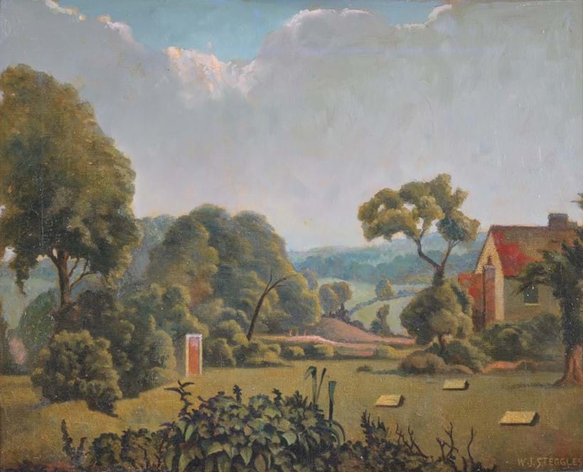 Inline Image - Walter Steggles (British 1908-1997), Suffolk farm, oil on canvas; est. £1,000-1,500, sold for £5,580