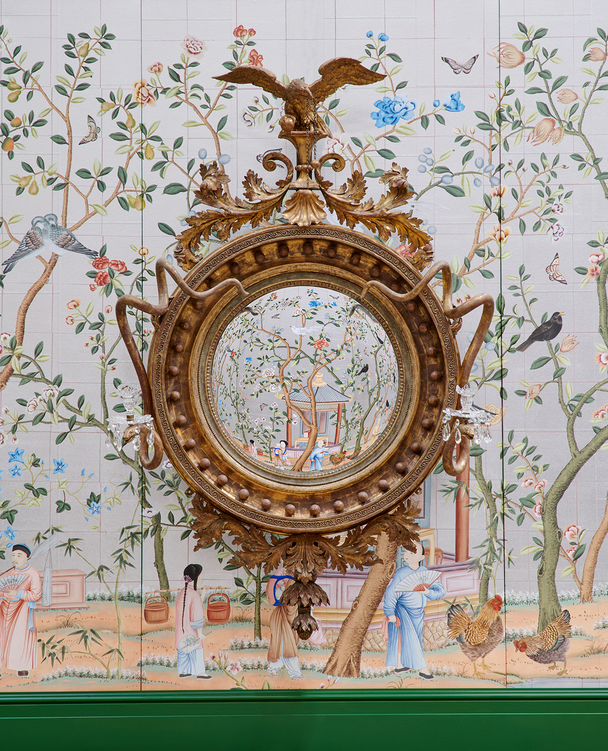 Inline Image - Lot 228: A large and impressive George III giltwood convex mirror, circa 1810 | Sold for £19,050