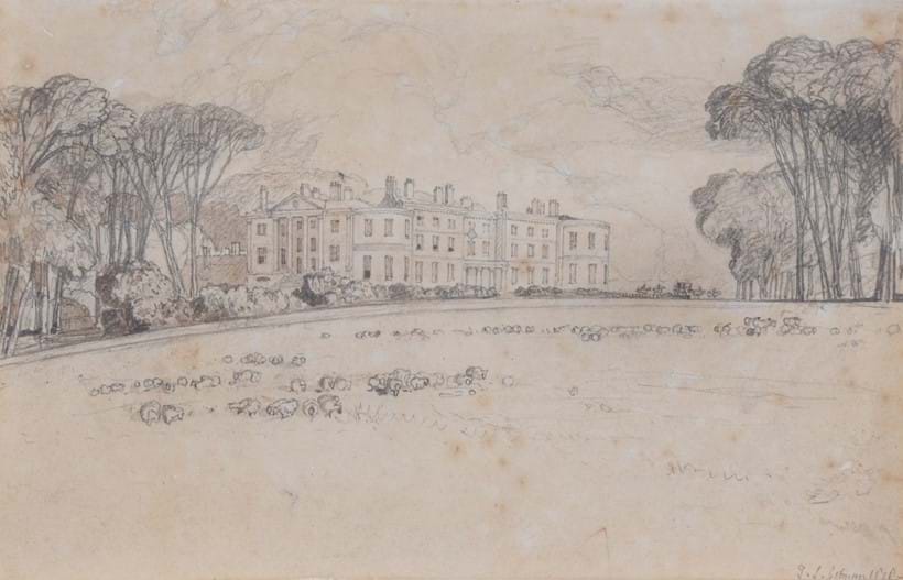 Inline Image - John Sell Cotman (British 1782-1842), Quiddenham Hall, Attleborough, Norfolk, pencil and brown wash; est. £600-800, sold for £2,728