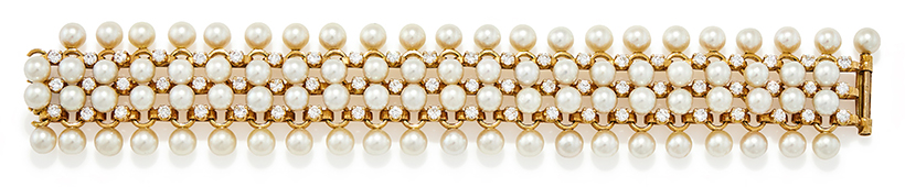 14809 Lot 53 Jean Schlumberger, a cultured pearl and diamond bracelet, 1950s  Sold for £24,130 b.jpg