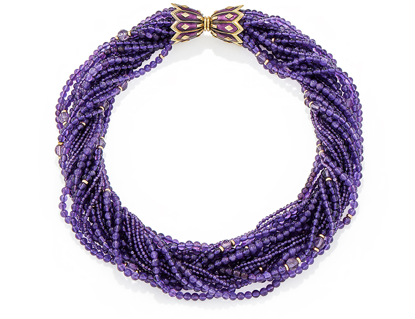 14809 Lot 56 Attributed to Schlumberger, an amethyst and enamel torsade necklace  Sold for £3,810.jpg