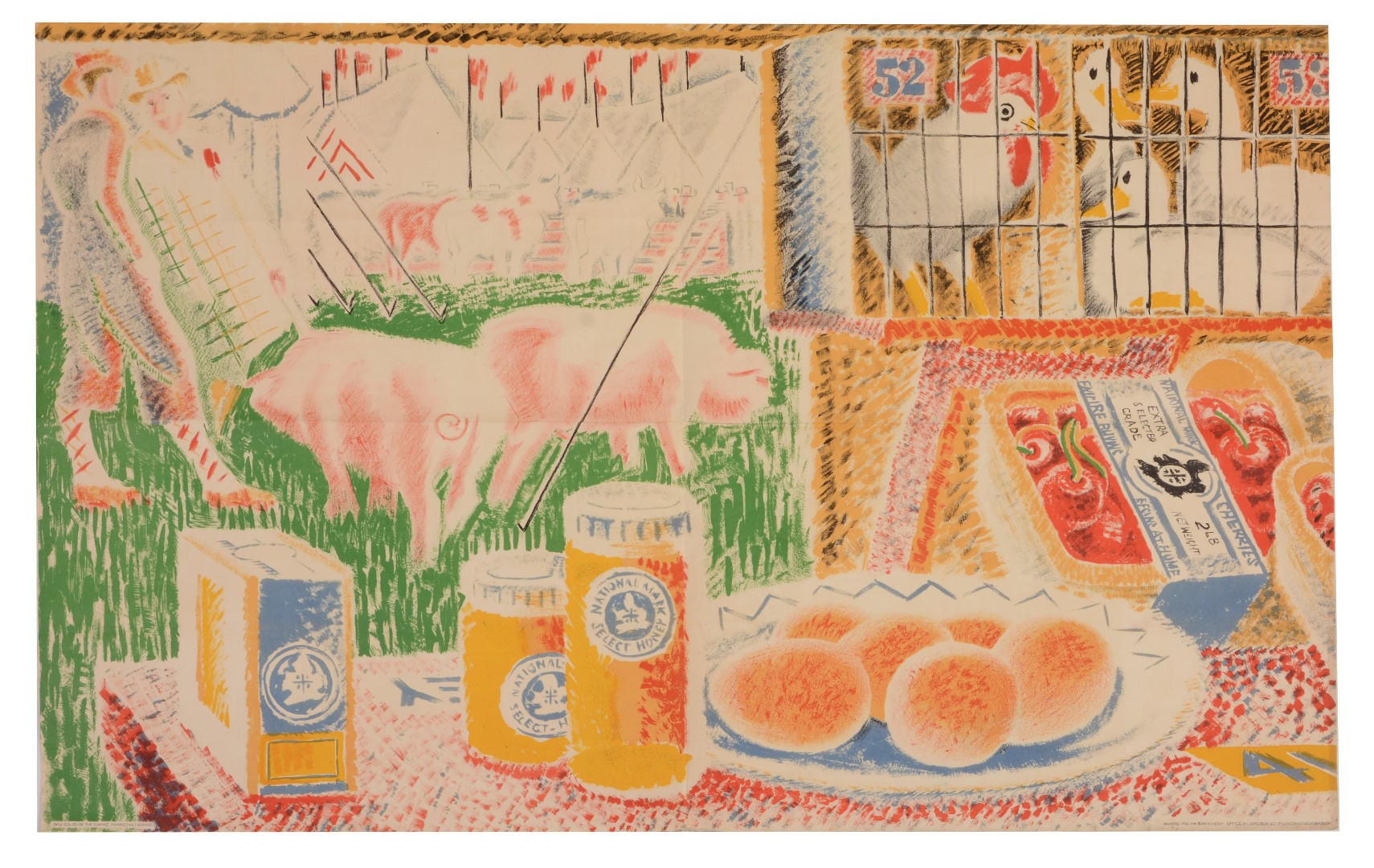 473368-85 -C&R Ellis, The Market Stall, Honey and Plums, Colour lithographic poster (Large).JPG