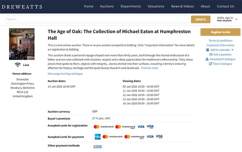 Inline Image - Click the 'Register to bid' button to register for an auction.