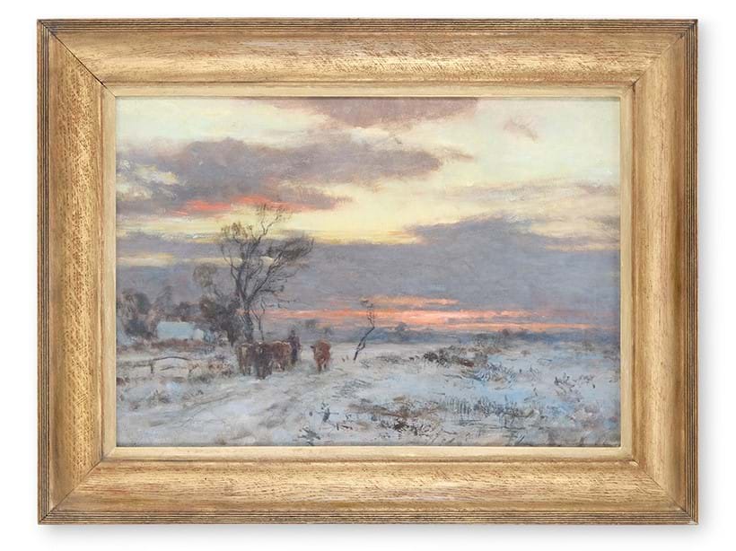 Inline Image - Lot 208: Sir Ernest Albert Waterlow (British 1850-1919), ‘Cattle in a Winter Landscape, Sunset’, Oil on canvas | Est. £500-800 (+ fees)