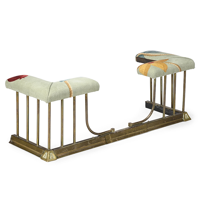 An Art Nouveau brass club fender, early 20th century and later