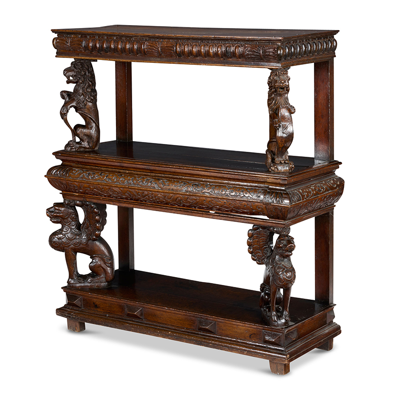 An English oak livery or court cupboard, part 17th century