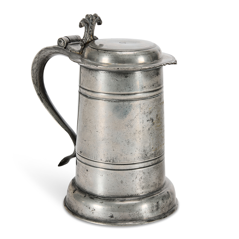 A rare Charles II flat lid pewter flagon, Yorkshire, circa 1675-1685