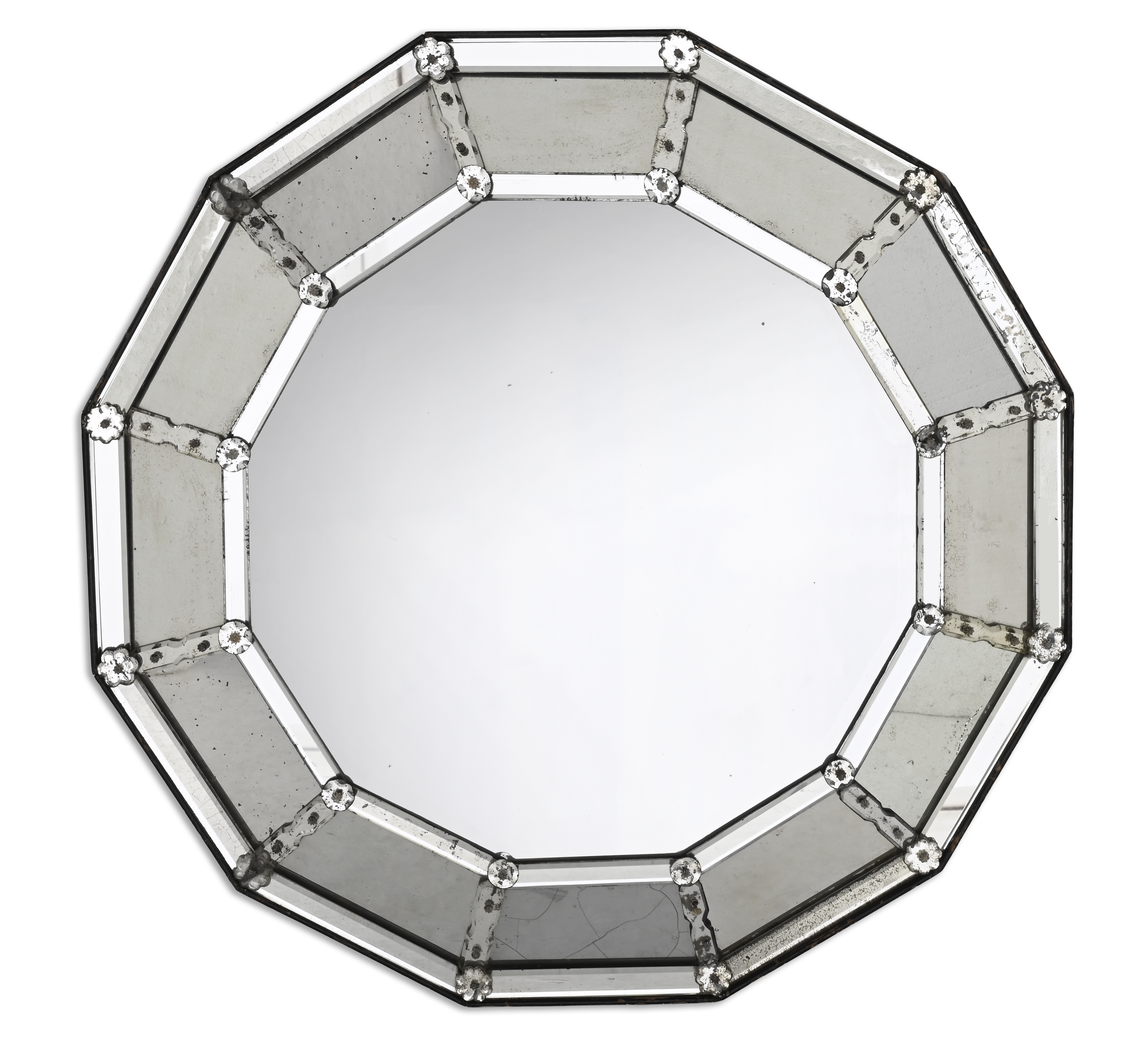 A dodecagonal marginal wall mirror, of recent manufacture