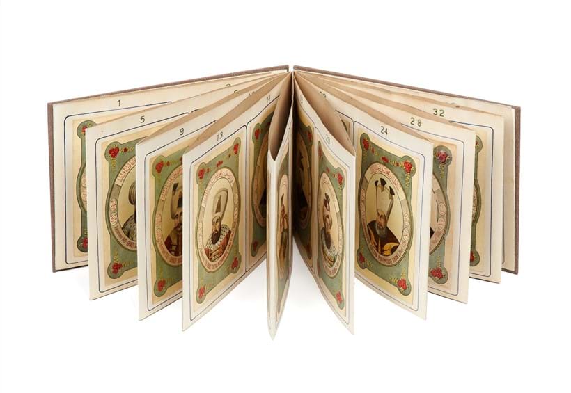 Inline Image - Ottoman Sultanate Album, with thirty-six chromo lithographed portraits of Sultans, in Turkish and French, printed on card, [probably Istanbul, c. 1920]; est. £600-800, sold for £1,240