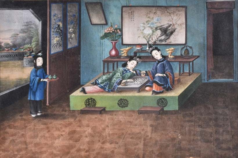 Inline Image - Lot 16, a set of seven Chinese gouache paintings; est. £1,000-1,500, sold for £8,125