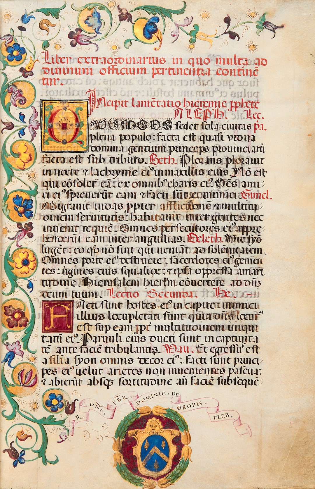 Inline Image - Lot 61, 'Liber Extraordinaire', a Festal Lectionary with Invitatories and Antiphons, in Latin, illuminated manuscript on parchment, [Italy (Milan), dated 1546]; est. £12,000-18,000 (+fees)