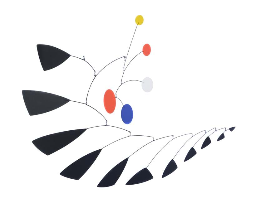 Inline Image - Manuel Marin (Spanish 1942-2007), Untitled, painted metal ceiling mobile, incised with signature on one of the black elements, 91.5 x 140cm; est. £3,000-5,000 (+fees)