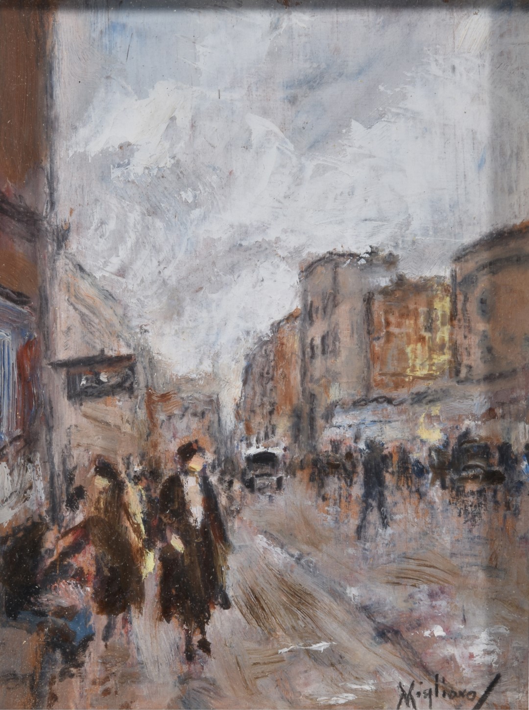 Inline Image - Lot 194, Vincenzo Migliaro (Italian 1858-1938), Street scene with figures; est. £400-600 (+fees)