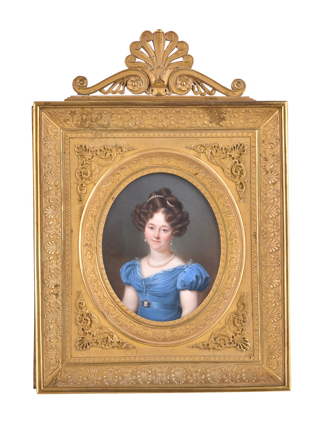 Inline Image - Lot 243, Jean-Baptiste Jacques Augustin (1759-1832), 
Portrait of a young lady wearing jewellery and a blue dress; est. £4,000-6,000 (+fees)