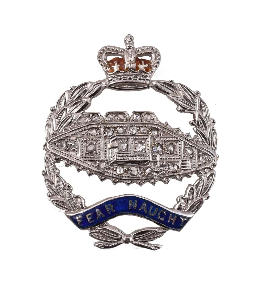 Inline Image - Lot 39, a Royal Tank Regiment diamond sweetheart brooch; est. £150-250 (+fees)