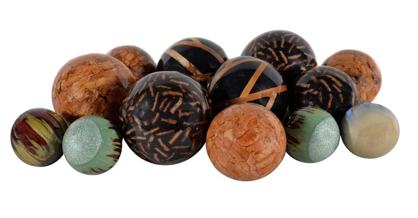 Inline Image - Lot 132, a collection of composition decorative spheres, modern, simulating minerals; est. £50-80 (+fees)