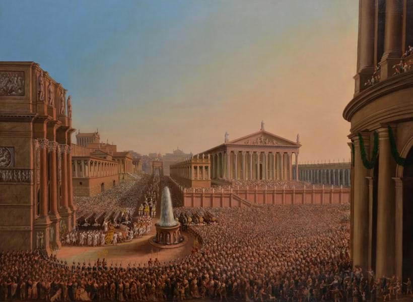 Inline Image - Lot 73, Circle of Sir Charles Eastlake, A triumphal procession through Rome, oil on canvas; est. £6,000-8,000 (+fees)