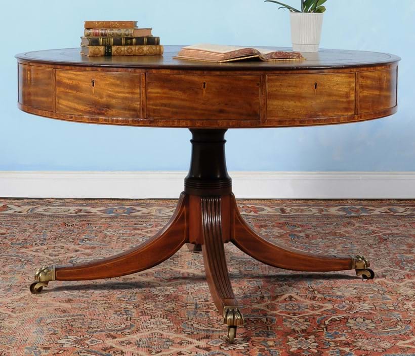 Inline Image - Lot 64, George III mahogany drum library table, circa 1780, Provenance: from a Private Collection; est. £5,000-8,000 (+fees)