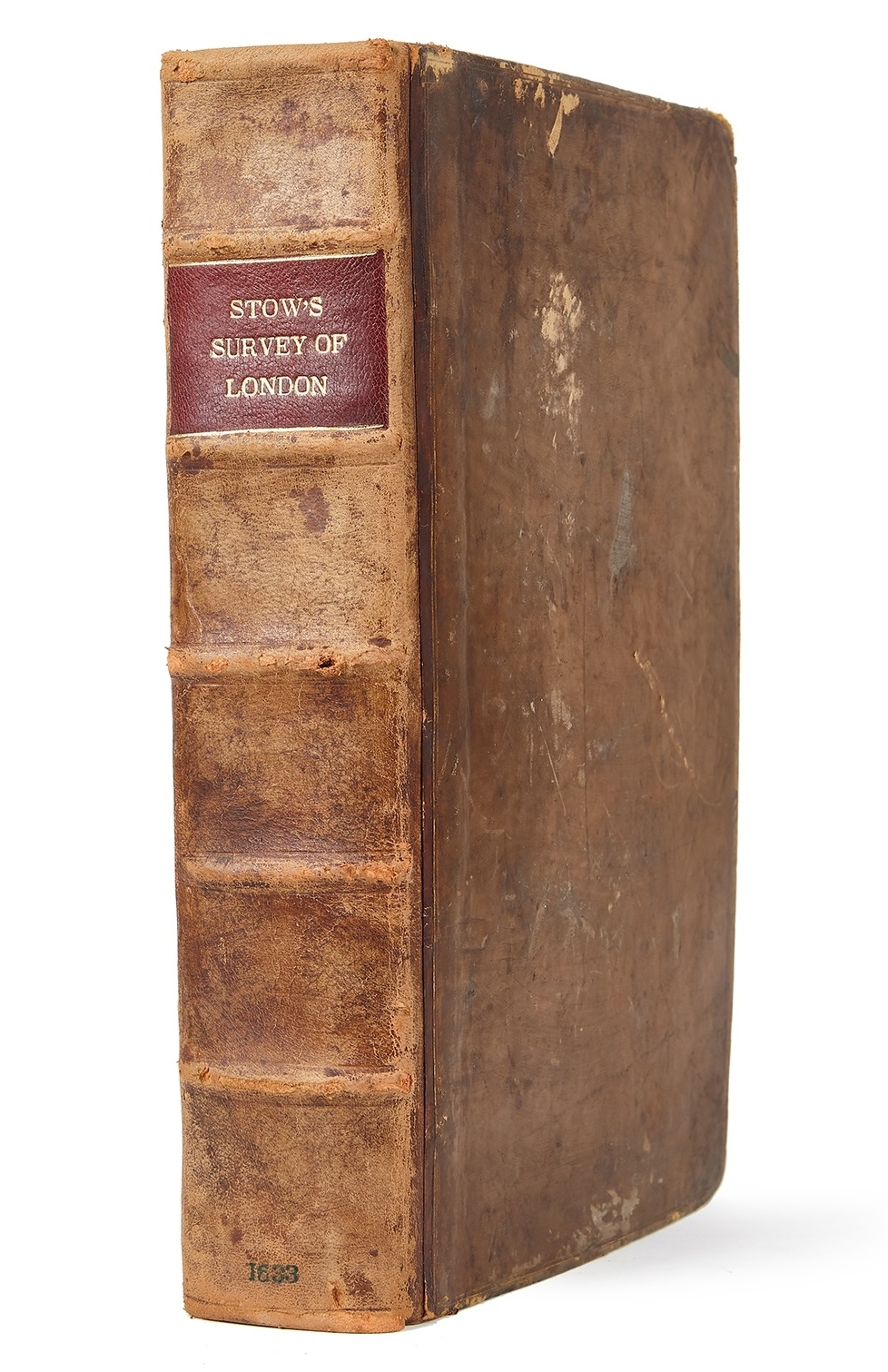 Inline Image - John Stow, The Survey of London | new end papers, engraved vignettes and initials, calf, rebound, original spine | Elizabeth Purslow, 1633, est. 200-300, sold for £682