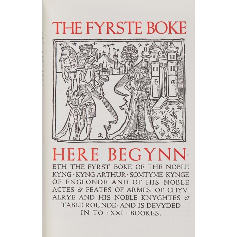 Inline Image - Sir Thomas Malory, The Noble and Joyous Book Entitled Le Morte Darthur | 2 volumes, number 20 of 270 copies printed from the Wynkyn de Worde edition of 1498 | printed by Shakespeare Head Press of Stratford-upon-Avon, 1933 | est. £400-600, sold for £620
