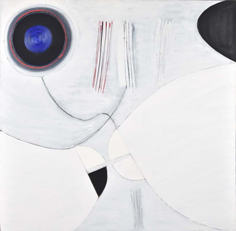 Inline Image - Lot 206: λ Terry Frost (British 1915-2003), 'Black and White (Moorings)', Oil and collage on canvas | Est. £20,000-30,000 (+fees)