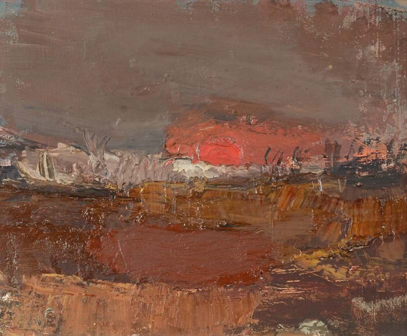 Inline Image - Lot 247: λ Joan Kathleen Harding Eardley (British 1921-1963), 'Red Sunset, No.2', Oil on canvas, laid to board | Est. £3,000-5,000 (+fees)