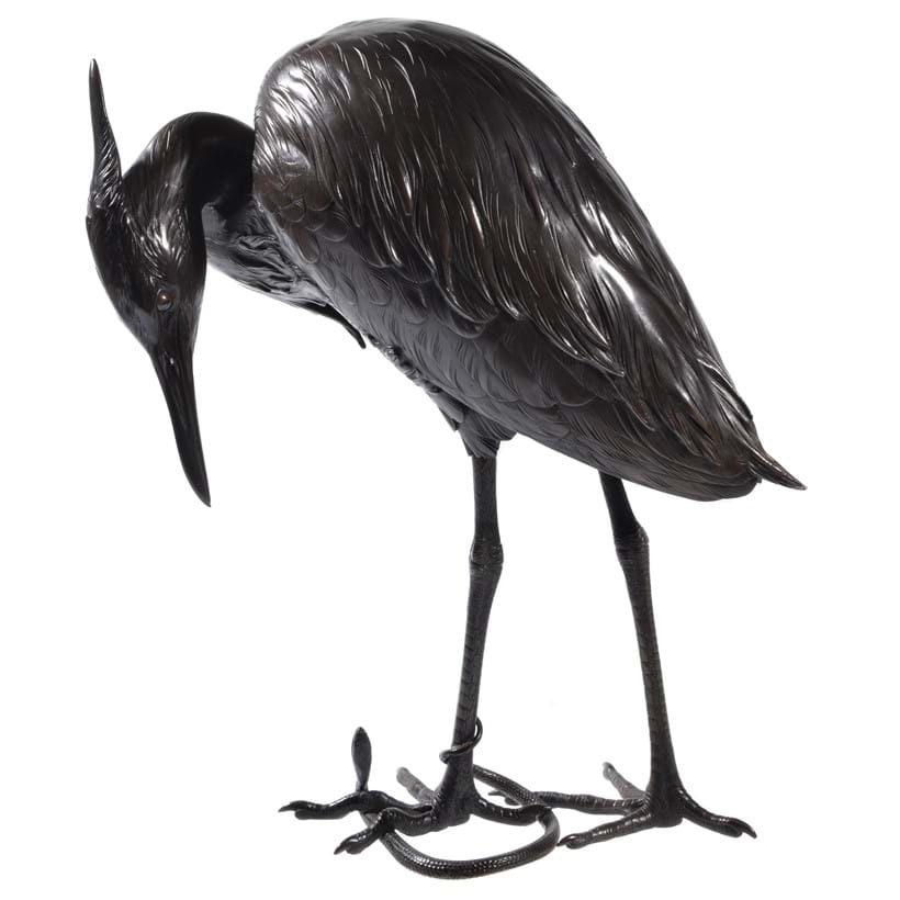 Inline Image - A figure of a Manchurian crane, unsigned 
Meiji period, height 32.9cm | Est. £3,000-5,000 (+fees)