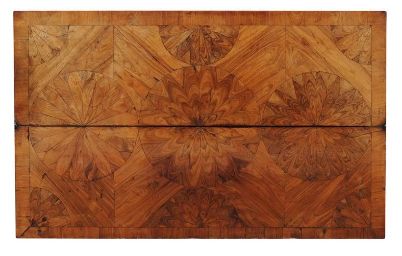 Inline Image - The rectangular top of the kingwood and oyster veneered keyhole desk