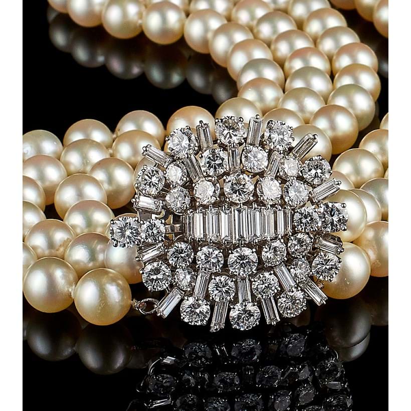 Inline Image - The brilliant- and baguette-cut diamond clasp, with an approximate total diamond weight of 10.37 carats