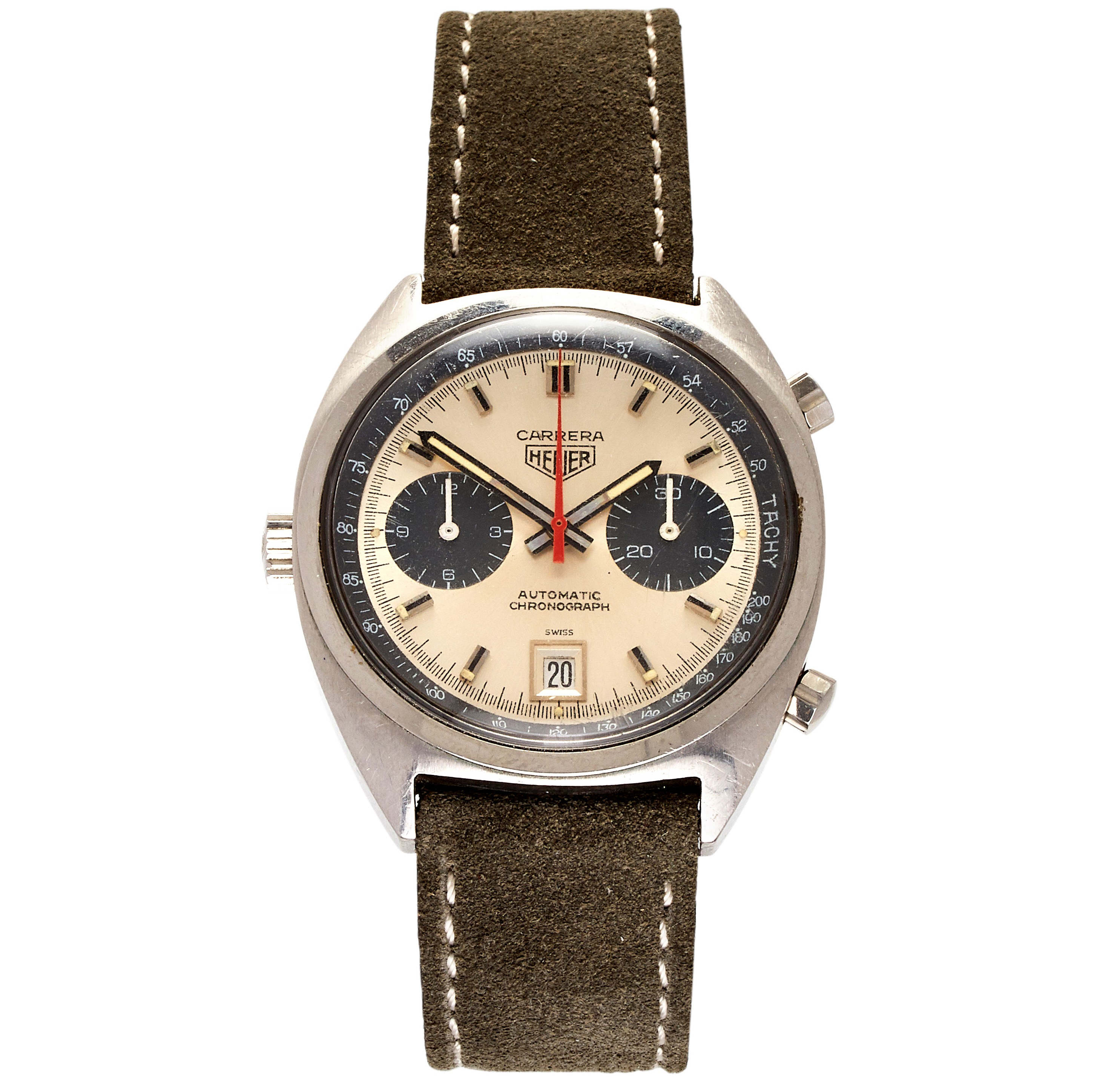 Inline Image - Lot 237: Heuer, Carrera, ref. 1153S, stainless steel chronograph wrist watch, no. 148581 | Est. £2,200-2,800 (+fees)