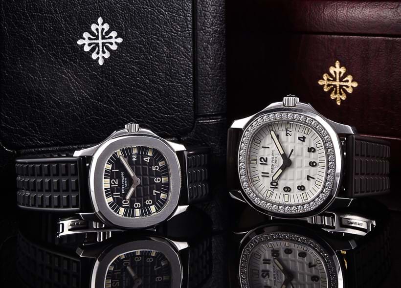 Inline Image - Lot 248, left, Patek Philippe, Aquanaut, ref. 4960, a lady's stainless steel wrist watch, no. 4087545, circa 2000 | Est. £3,000-5,000 (+fees); 
Lot 249, right, Patek Philippe, Aquanaut Luce, ref. 5067, a stainless steel and diamond wrist watch, no. 4305228 | Est. £3,000-5,000 (+fees)